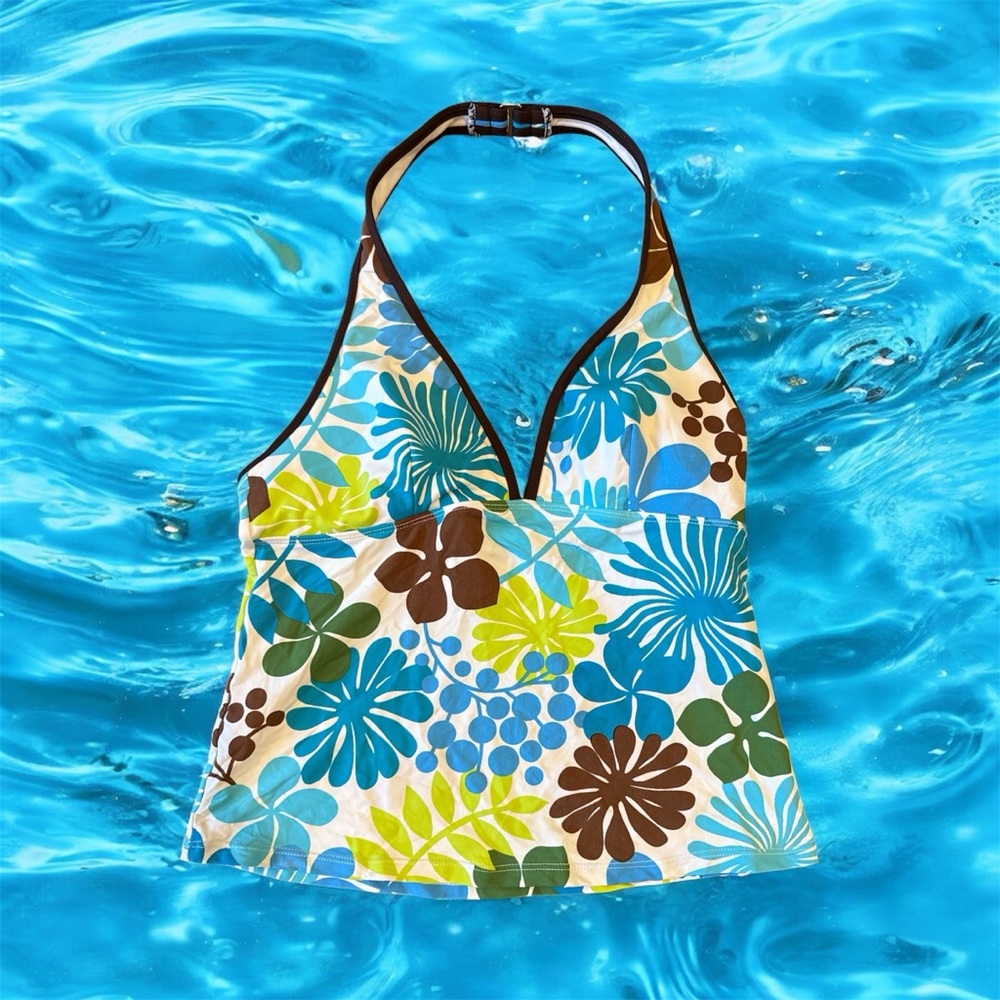Women’s La Blanca Floral Halter Tankini Swimsuit Top in size 10